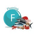 Fluorine. Products with the maximum content of microelements. Royalty Free Stock Photo