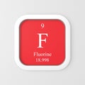 Fluorine symbol on red rounded square