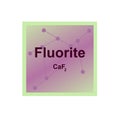Vector symbol of Fluorite CaF2 from the Mohs scale of mineral hardness on the background from connected molecules Royalty Free Stock Photo