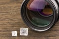 Fluorite and camera lens Royalty Free Stock Photo