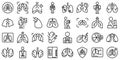 Fluorography icons set outline vector. Lung health
