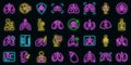 Fluorography icons set vector neon