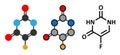 Fluorouracil (5-FU, FU) cancer chemotherapy drug, chemical structure