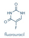 Fluorouracil 5-FU, FU cancer chemotherapy drug molecule. Skeletal formula.