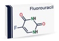 Fluorouracil, 5-FU molecule. It is pyrimidine analog, cytotoxic chemotherapy medication used to treat cancer. Skeletal chemical