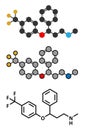 Fluoxetine antidepressant drug (SSRI class) molecule Royalty Free Stock Photo