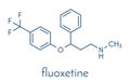 Fluoxetine antidepressant drug SSRI class molecule. Skeletal formula.