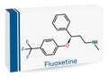 Fluoxetine molecule, is antidepressant of the selective serotonin reuptake inhibitor SSRI. Skeletal chemical formula. Paper