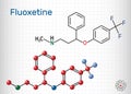 Fluoxetine molecule, is antidepressant of the selective serotonin reuptake inhibitor SSRI. Structural chemical formula and