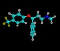 Fluoxetine molecule isolated on black Royalty Free Stock Photo