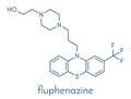 Fluphenazine antipsychotic drug molecule. Skeletal formula.