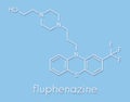 Fluphenazine antipsychotic drug molecule. Skeletal formula.