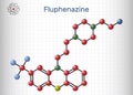 Fluphenazine molecule. It is is a phenothiazine, neuroleptic, antipsychotic medication, used in the treatment of psychoses.