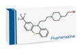 Fluphenazine molecule. It is is a phenothiazine, neuroleptic, antipsychotic medication, used in the treatment of psychoses.