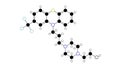 fluphenazine molecule, structural chemical formula, ball-and-stick model, isolated image phenothiazines