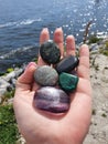 Multiple Stones Crystal Polished Gems Lake Stones Gems River Water Rocks