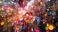 A flurry of colorful particles dance around a quantum processing unit representing the rapid transfer and manipulation