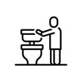 Black line icon for Flush, toilet and hygienic