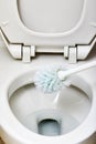 Flush toilet bowl cleaning. Royalty Free Stock Photo