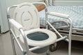 Flush toilet and shower chair in bathroom for old elder people Royalty Free Stock Photo