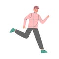 Flushed Man Character Running in a Hurry and Hasten Somewhere Vector Illustration