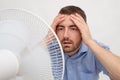 Flushed man feeling hot Royalty Free Stock Photo