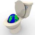 Flushing Earth Down the Toilet Royalty Free Stock Photo