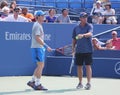 Grand Slam champion Andy Murray with his coach Ivan Lendl practices for US Open