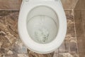 Flushing the toilet. A strong whirlpool of water in the toilet Royalty Free Stock Photo
