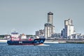 Flushing waterfront and ship on Western Scheldt