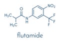 Flutamide prostate cancer drug anti-androgen molecule. Skeletal formula.