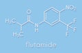 Flutamide prostate cancer drug anti-androgen molecule. Skeletal formula.