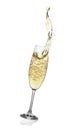 Flute with abstract splash of champagne. Royalty Free Stock Photo