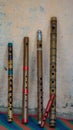 Flute of Bangladesh. Handmade bamboo flute. The flutes are arranged in rows