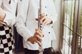 Flute :  A closeup of hands of a musician playing the flute, detail shot, classical music, wind instrument performance player up Royalty Free Stock Photo