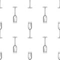 Flute glass. Hand drawn empty champagne glass sketch Royalty Free Stock Photo