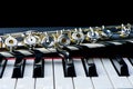 Flute instrument on the piano keyboard