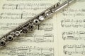 Flute on a Music Book Royalty Free Stock Photo