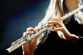 Flute music instrument player Royalty Free Stock Photo