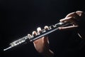 Flute musical hands. Royalty Free Stock Photo