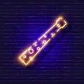 Flute neon icon. Sopilka glowing sign. Musical instrument concept. Vector illustration for Sound recording studio design,