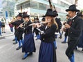 Innsbruck, Austria. Villagers dressed in their finest traditional costumes during Maria Ascension procession.