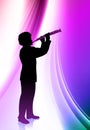 Flute Player on Abstract Color Background