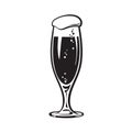 Flute style beer glass. Hand drawn vector illustration on white background. Royalty Free Stock Photo