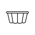 Fluted Cake Pan. Linear icon of Curly Pudding mold. Black simple illustration of cooking dish for baking dessert, pie, muffin.