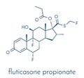 Fluticasone propionate corticosteroid drug molecule. Skeletal formula. Royalty Free Stock Photo