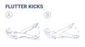 Flutter Kicks or Lying Scissors Exercise Fitness Girl Home Workout Guidance Vector Illustration. Royalty Free Stock Photo