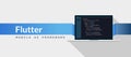 Flutter UI Framework Dart programming language with script code on laptop screen, programming language code illustration Royalty Free Stock Photo