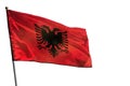 Fluttering Albania flag on clear white background isolated