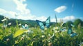 Fluttering Butterflies in Garden, Generative Ai